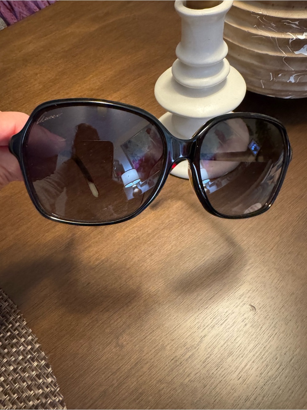 Gucci Black Frame Sunglasses with Gold GG Logo NO CASE